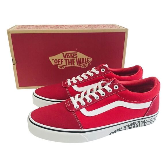 New! Vans Ward Off The Wall Sidewalk Red Lace Up Skater Shoes - Picture 3 of 10